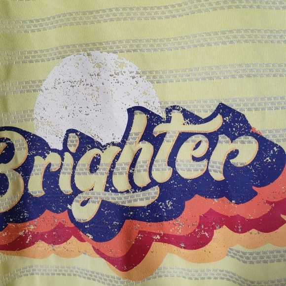 Zyia Active Nimbus Brighter Graphic‎ Tank Top L Lemon Yellow Stripe Mesh - Picture 4 of 7